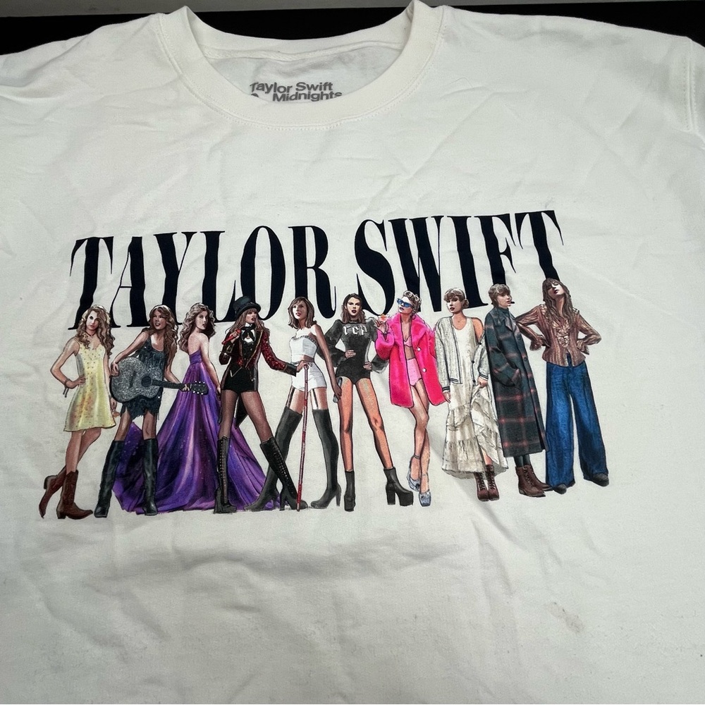 Taylor Swift Midnights White Long Sleeve Womens Sweatshirt Size 3XL Tour *FLAWED